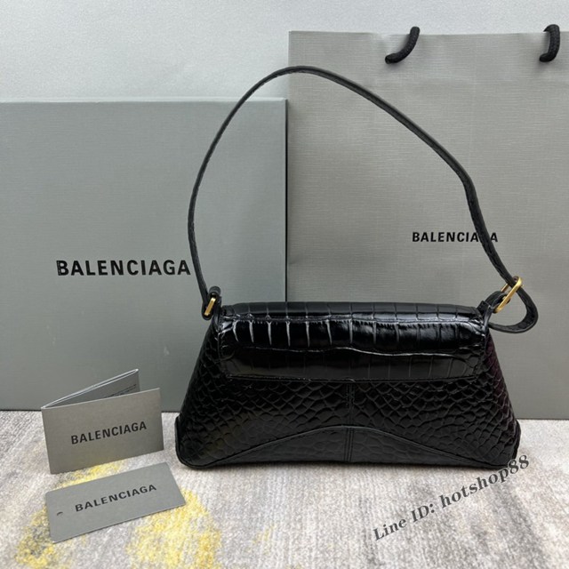 Balenciaga專櫃2022爆款XX系列腋下包 巴黎世家鱷魚黑肩背女包 fyj1264